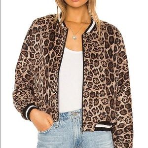 BB DAKOTA CAT FIGHT LEOPARD PRINT BOMBER JACKET